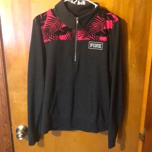 Pink half zip pull over